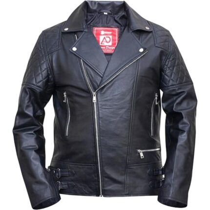 Men Cross Zip Brando Leather Jacket