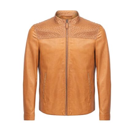 Women Cognac Biker Motorcycle Leather Jacket