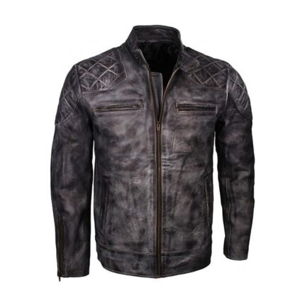 Men David Biker Sheepskin Leather Jacket