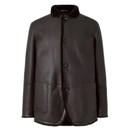 Loro Piana Shearling Trimmed Leather Coat