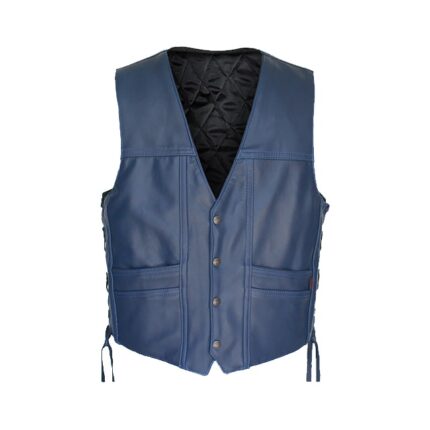 Men’s Blue Cruiser Leather Vest