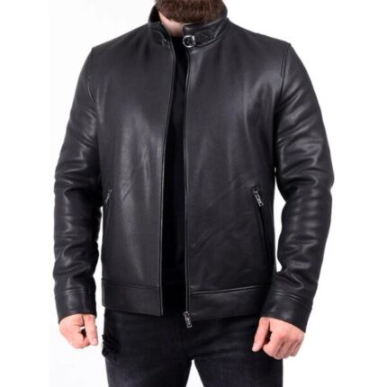 Men Genuine Leather Biker Jacket
