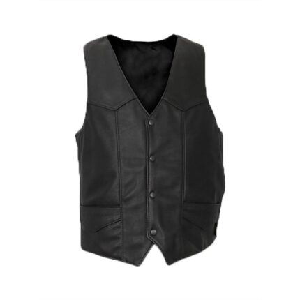 Men’s Ash Grey Leather Vest