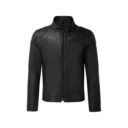 Mens Black Biker Genuine Leather Jacket