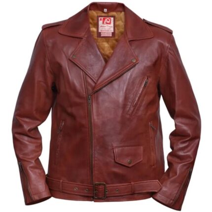 Men Motorcycle Brown Leather Jacket