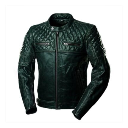 Mens Cafe Racer Quilted Racing Scrambler Leather Jacket