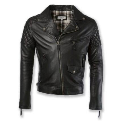 Men’s Jet Waxed Quilted Motorcycle Leather Jacket
