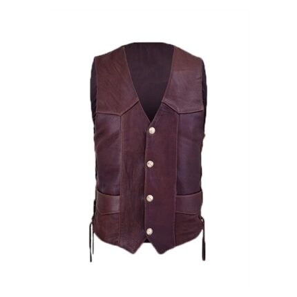 Men’s Red Wine Genuine Leather Vest