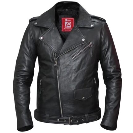 Men Slim Fit Biker Style Leather Jacket