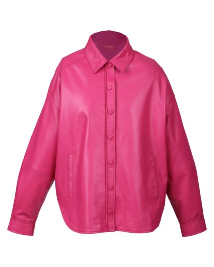 Women Mia Oversized Sheepskin Leather Shirt Jacket
