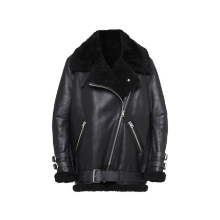 Women Leather Velocite Oversized Shearling Jacket