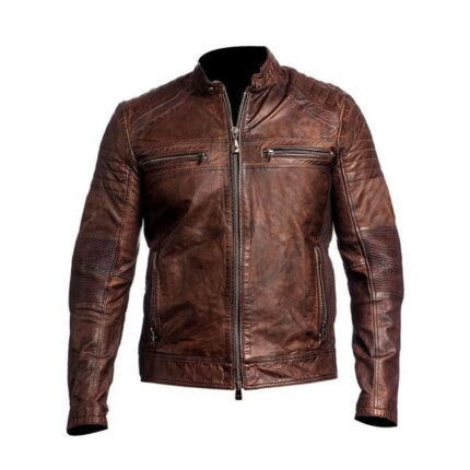 Stylish Cafe Racer Mash Mens Leather Jacket