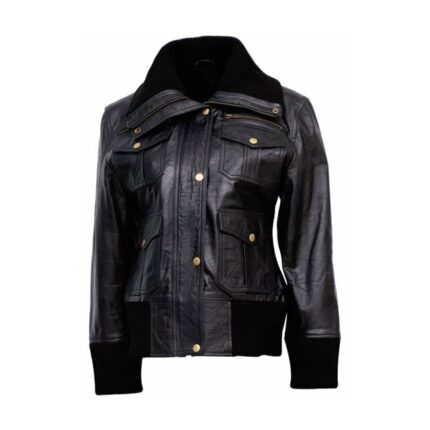 Women’s Black Bomber Multi Pockets Jacket