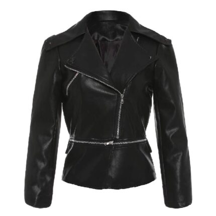 Women’s Black YKK Zipper Slim Fit Leather Jacket