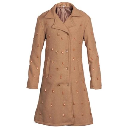 Women’s Brown Embellished Wool Trench Coat