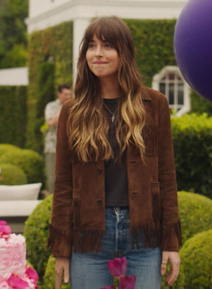 DAKOTA JOHNSON THE HIGH NOTE SUEDE LEATHER JACKET