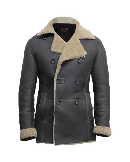 Ralph Double Breasted Leather Peacoat