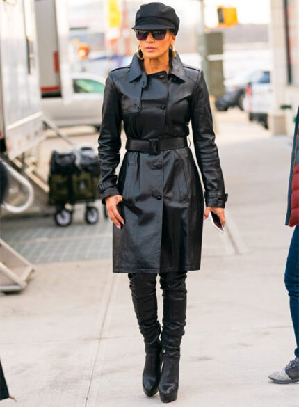 Jennifer Lopez Real Leather Trench Coat – Stylish Winter Coat