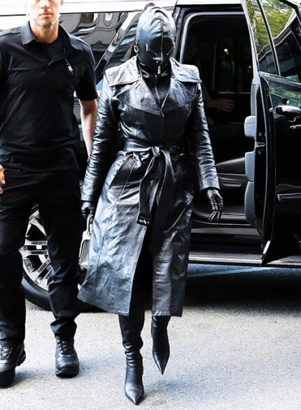 KIM KARDASHIAN LEATHER LONG COAT