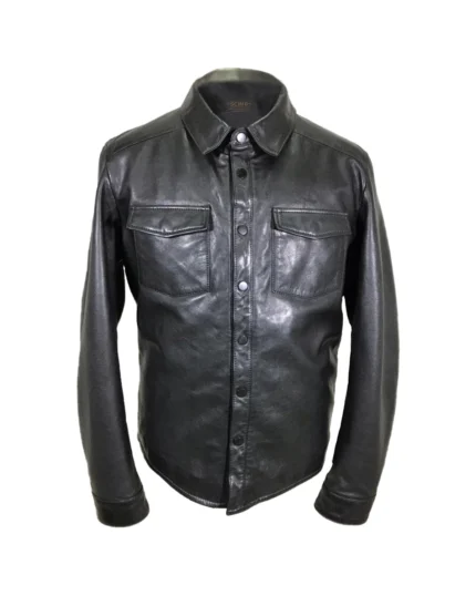 Men Leather Shirt Jacket