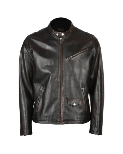 Men Rub Off Biker Leather Jacket