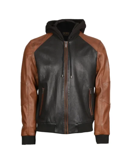 Men Twin Color Leather Jacket