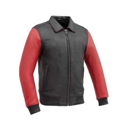 Moto Bomber Two Tone Men Leather Jacket