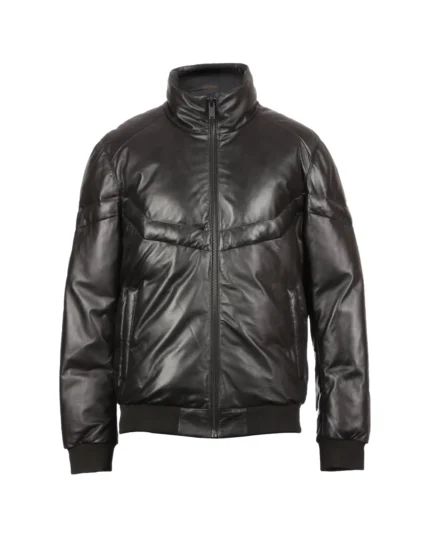 Owen Bomber Leather Puffer Jacket