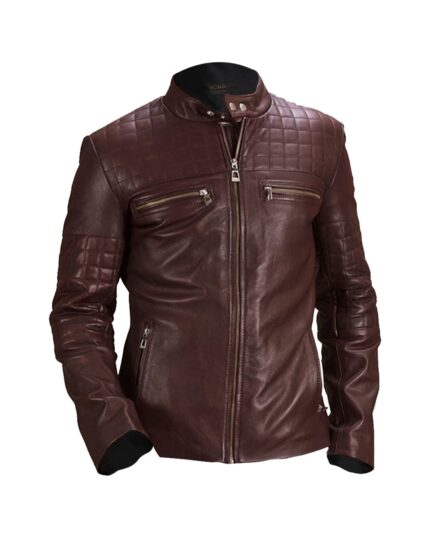 Men Quilted Biker Leather Jacket