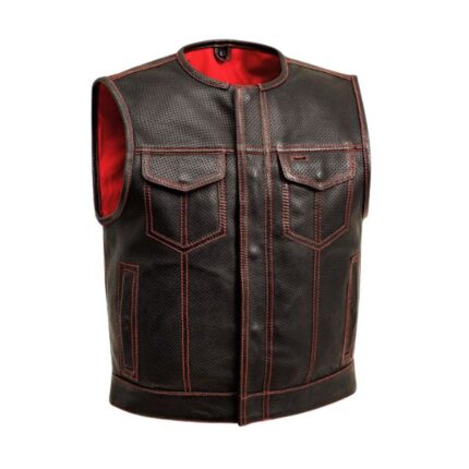 Men’s Perforated Motorcycle Leather Vest