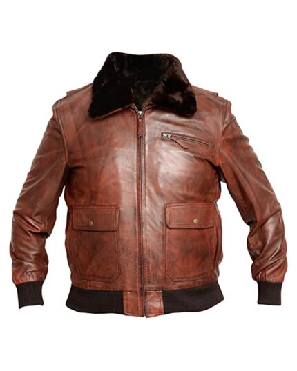 Men G-1 Navy Bomber Aviator Leather Jacket