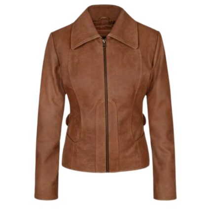 Vintage Brown Leather Jacket Women