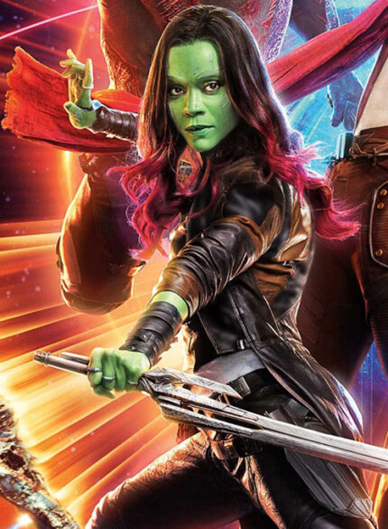 ZOE SALDANA GUARDIANS OF THE GALAXY VOL 2 LEATHER COAT